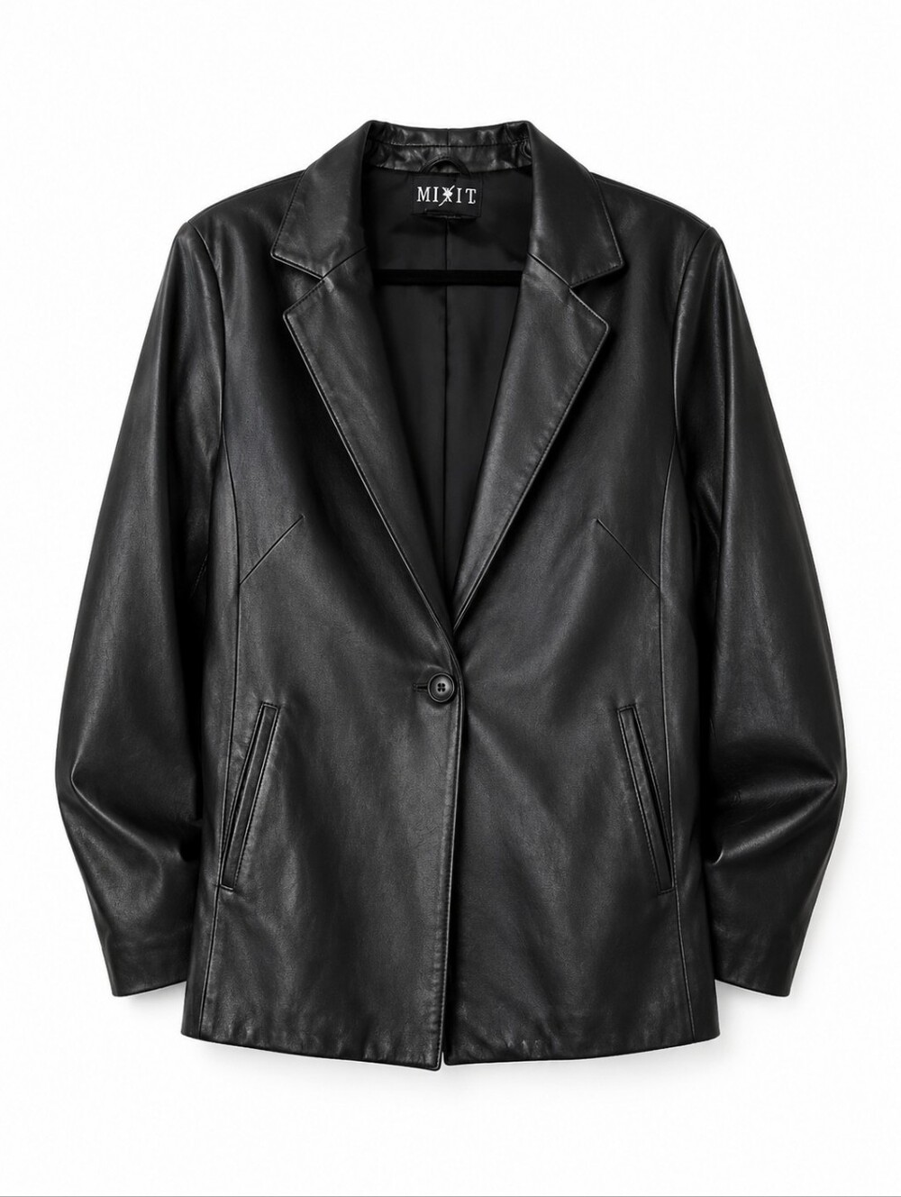 Mix It Women's Black Leather Jacket, Size 14, Y2K